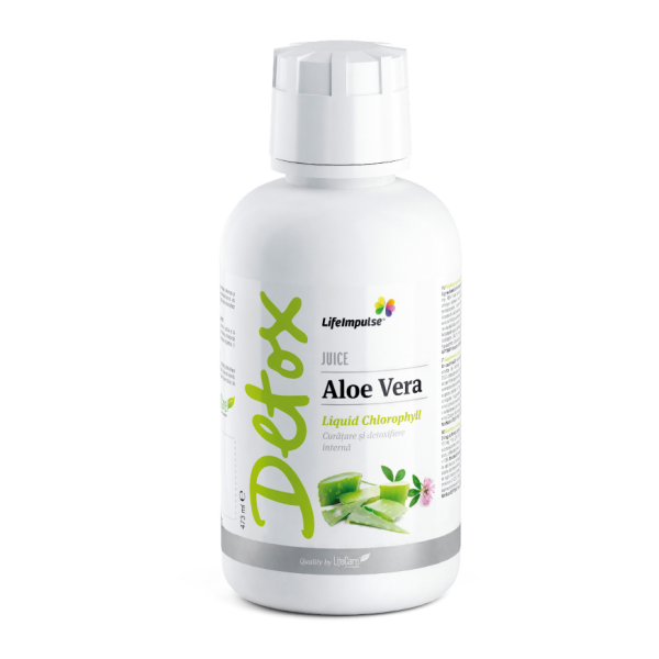 Supliment alimentar lichid detoxifiant, din suc de Aloe Vera BIO cu clorofila, Life Care®